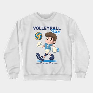 Funny Volleyball Boy Crewneck Sweatshirt